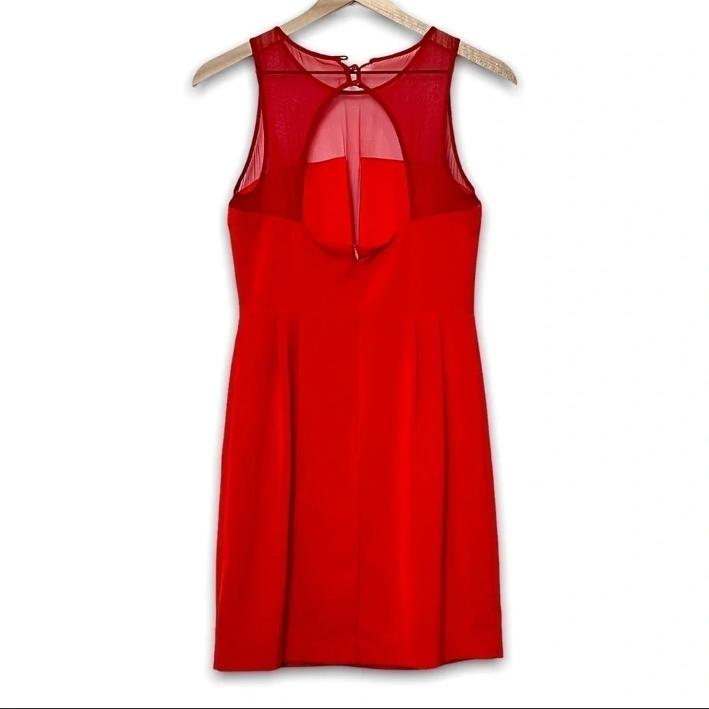 ARYN K Sheer Silk Panel Deep V-Neck Cutout Back Sleeveless‎ Sheath Mini Dress S - Picture 5 of 8
